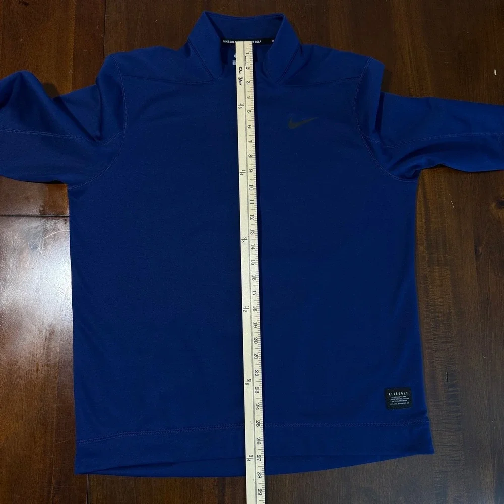 Nike Mens Quarter Zip Pullover Large Blue Therma-FIT Golf Fleece 932350-492